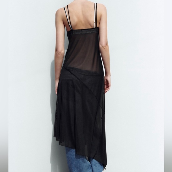 Semi sheer tulle asymmetrical dress - Picture 4 of 8